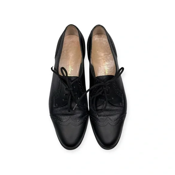 Vintage: Salvatore Ferragamo Boutique ✽ Oxford Wingtip Shoes ✽ Black Leather 7M - Picture 12 of 16